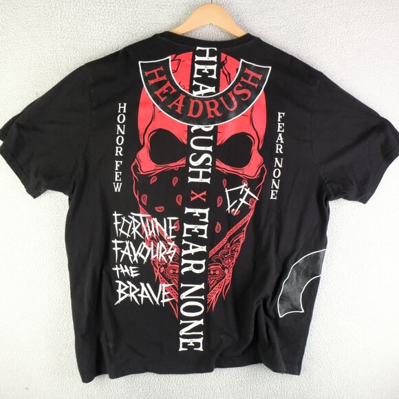 Headrush Shirt Mens 4XL Black Red Fear None Death Before Defeat Graphic Tee MMA - Picture 4 of 9